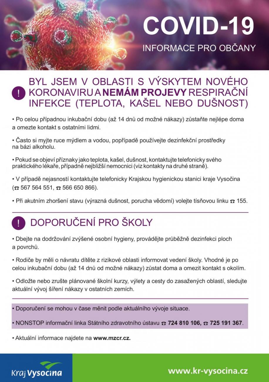 Koronavirus - leták č. 1