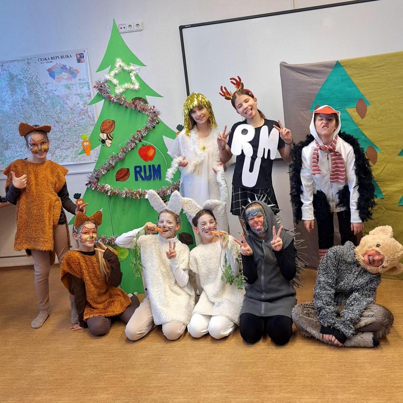 Divadelní představení dramatického kroužku "Zvířátka a Vánoce"