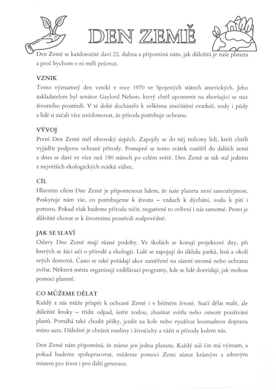 Barevný den ke Dni Země - úterý 21. 4. 2026