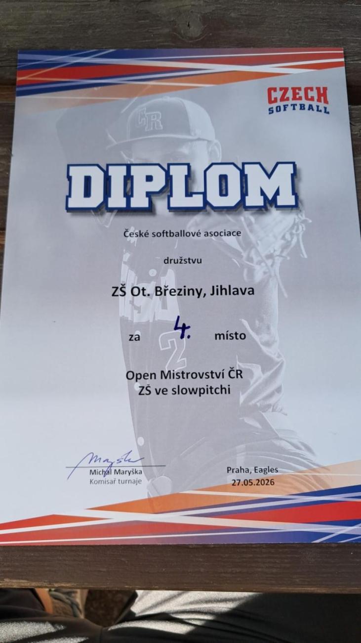Mistrovství ČR škol ve slowpitchi – skvělé 4. místo pro náš tým